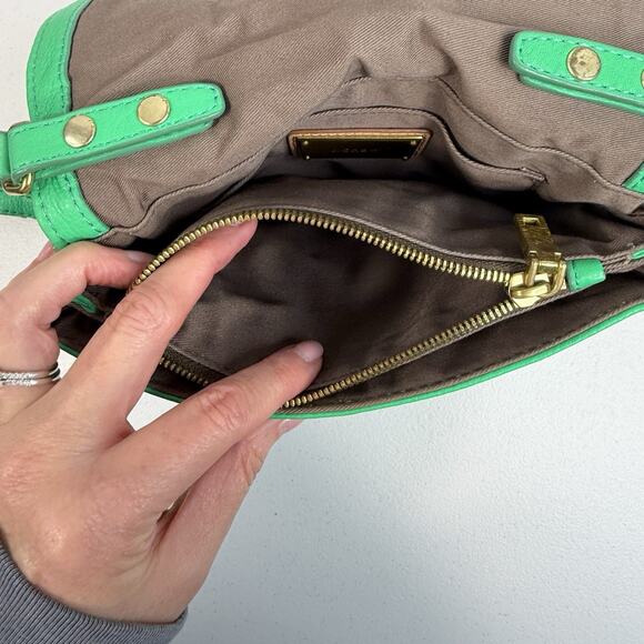 J. Crew Kelly Green Tillary Leather 3-in-1 Crossbody Clutch Shoulder Bag Holiday - Picture 13 of 16